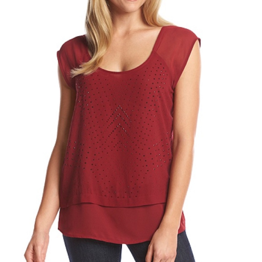 DKNY Red Studded Top